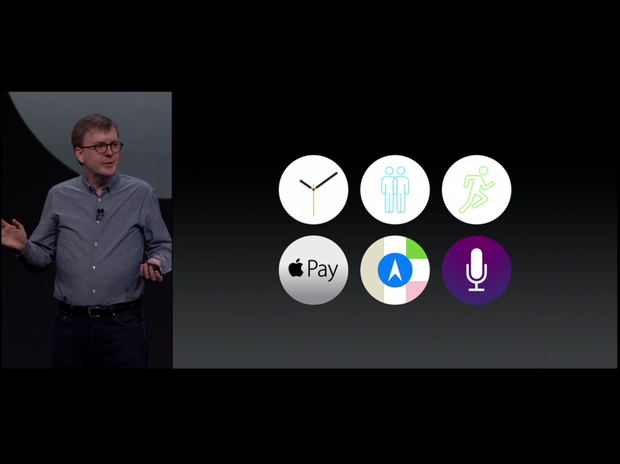 　新機能は、「Timepiece」「Communication」「Workout」「Apple Pay」「Maps」「Siri」の6つに分類される。