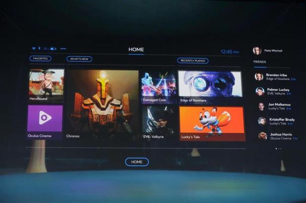 　「Oculus Home」は、Rift向けの新しいデジタルポータルだ。プレイするゲームの選択、友達とのやり取り、ゲームの購入ができる。