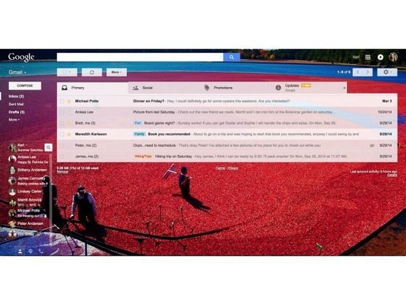 「Gmail」に背景など数百種類のテーマと絵文字が追加