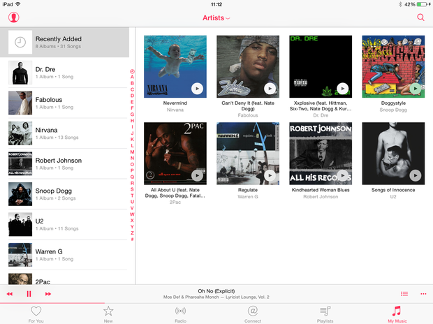 　Apple Musicの本質はストリーミングだが、ユーザーが所有する楽曲もこれまでと同じ場所に保持される。画面右下の「My Music」をタップして、自分のライブラリにアクセスすることが可能だ。ユーザーが所有しているすべての楽曲がこれまで通りここに表示される。Apple Musicから追加した新しい楽曲もここに表示される。