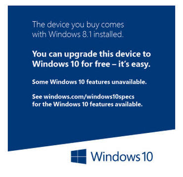 Windows 10のテストが積極的に実施された端末に貼られる予定のステッカー