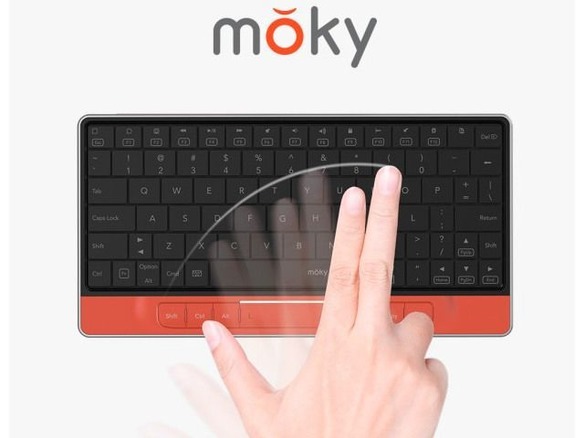 空中ジェスチャー対応の仮想タッチパッド付きキーボード「moky」