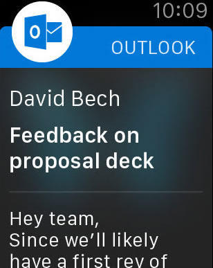 Microsoftは、OutlookアプリをApple Watch向けに提供した。