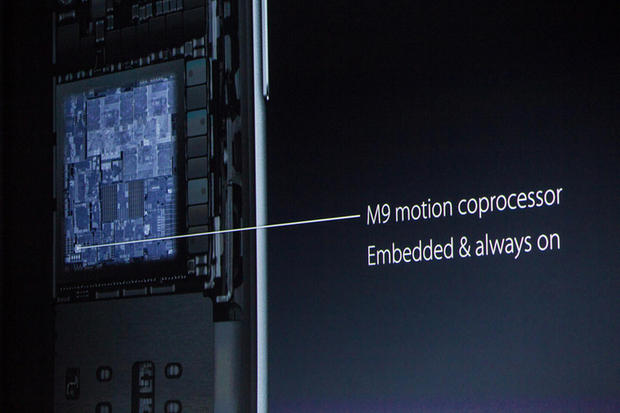　iPhone 6s、iPhone 6s Plusでは、M9モーションコプロセッサがチップに直接組み込まれている。
