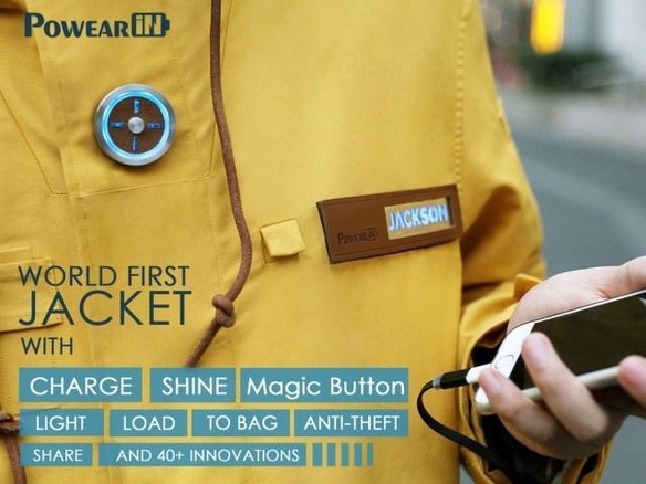 機能満載のブルゾン風スマートジャケット--スマホ制御や充電、LEDライト、NFCなど