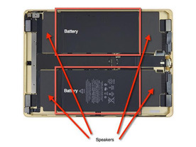「iPad Pro」をiFixitが分解--スピーカーがバッテリの半分の空間を占拠
