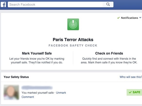 Facebook、安否確認ツールを有効化--パリ同時テロ事件を受け