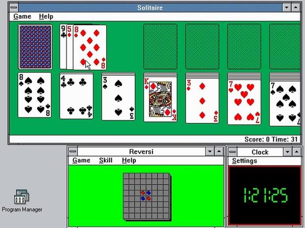 　バージョン3.0では、アイコンが改良されて驚きの16色カラーになったほか、昔からつい遊びすぎて時間を無駄にしてしまう「Solitaire」「Hearts」「Minesweeper」もすべて揃い、今あるWindowsの形が整い始めた。
