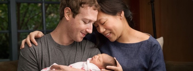 Facebookで長女誕生を発表したMark Zuckerberg氏と妻のPriscilla Chanさん