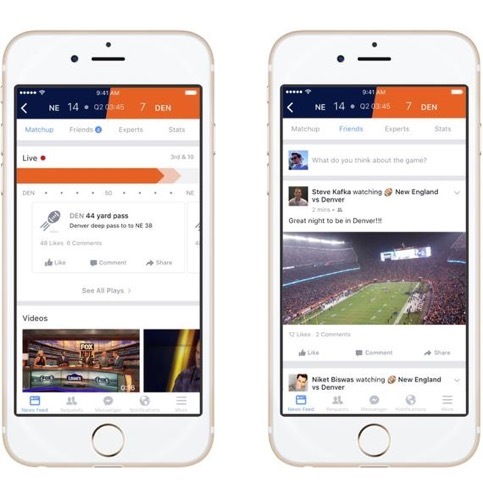 まずiPhone向けに公開されるが、他のプラットフォームにも数週間以内に拡大されることが約束されているFacebookのSports Stadium