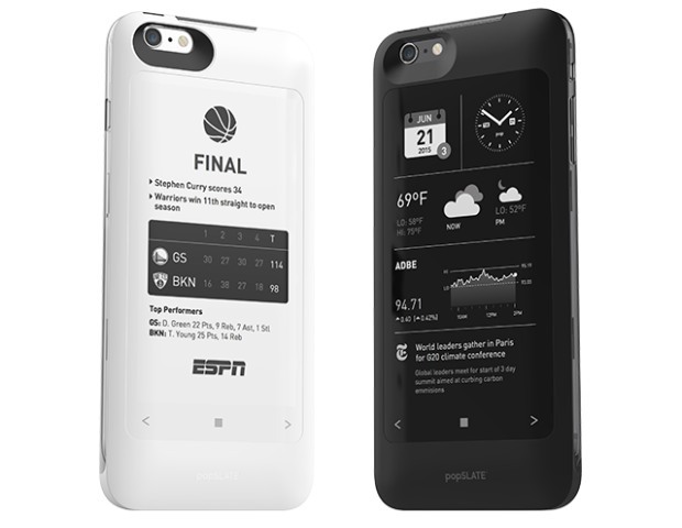iPhoneに背面ディスプレイを増やすバッテリ内蔵ケース（出典：Indiegogo）