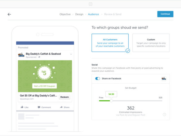 Square、Facebookと提携--事業者向けプラットフォームに広告出稿機能を統合