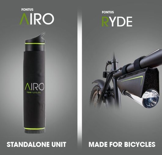 Fontus Airo（左）と自転車向けのFontus Ryde（出典：Indiegogo）