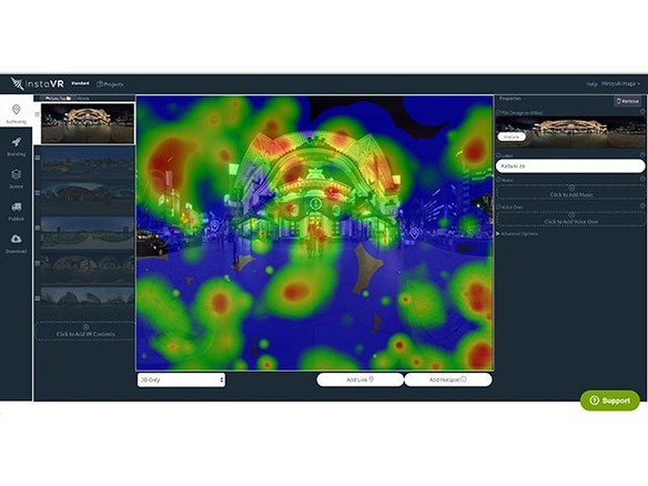 VR体験者が“どこを見ているか”をヒートマップ分析する「InstaVR」