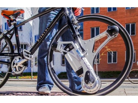 自転車を60秒で電動アシスト化する「GeoOrbital Wheel」--前輪を丸ごと交換