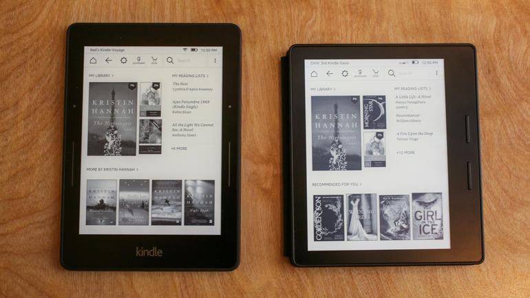 「Kindle Voyage」（左）と「Kindle Oasis」（右）。スクリーンサイズはいずれも6インチだ。