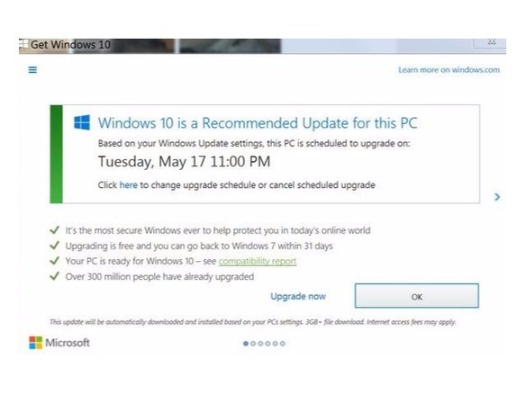最新「Windows 10を入手する」アプリ、アップデート時間やキャンセル選択リンクを明示