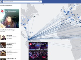 Facebook、世界中のライブ動画を表示する地図を追加