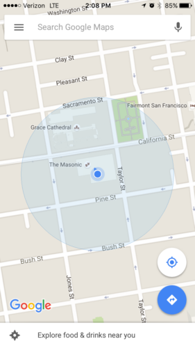 Googleはこの青い点をもっと高精度にしたいと考えている。