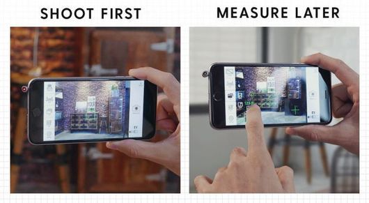 写真を撮影し、写真内の任意の2点間を計測（出典：Indiegogo）