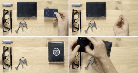 財布に入れるだけでスキミングを防止（左上から時計回り、出典：Kickstarter）