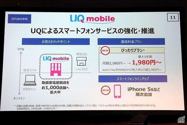 UQコミュニケーションズに合併して以降、UQ mobileの戦略を決算説明の場で説明するのは今回が初となる