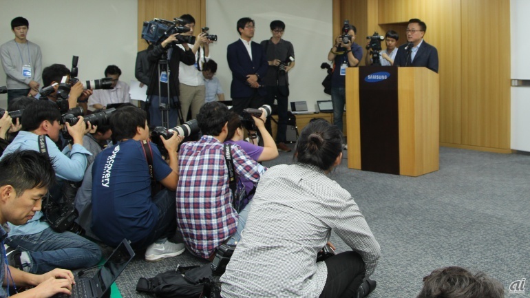 急きょ、韓国本社で記者会見が行われた（撮影：ゴン・ボンソク／CNET CNET KOREA） 
