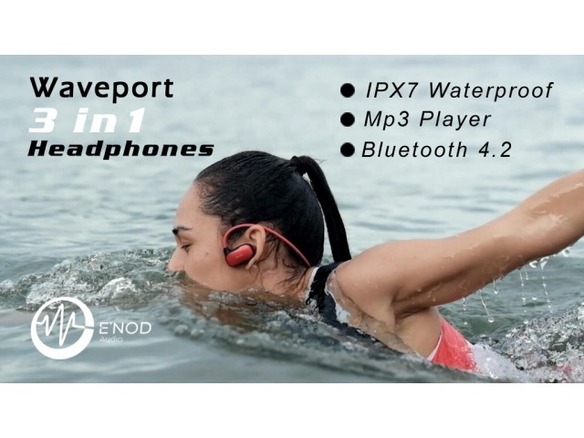  防水のMP3プレーヤ機能付きBluetoothイヤホン「Waveport」--IPX7相当で水泳に使える