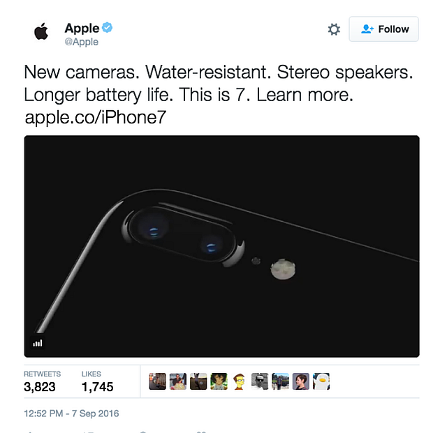 Apple、「iPhone 7」をTwitterでフライング発表
