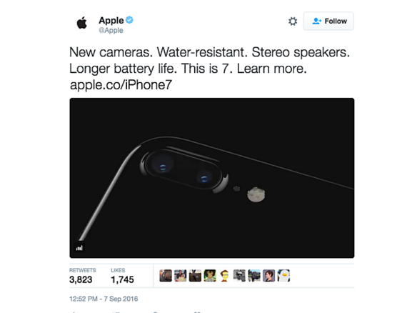 アップル、「iPhone 7」発表前にTwitterで情報を一時公開？