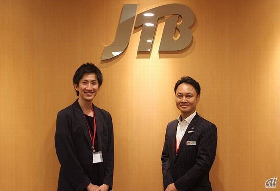 Bizcastの石井氏（左）、JTB販売促進課長の横田氏