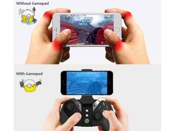 iPhoneに装着するBluetoothゲームコントローラ「GameSir M2」--触覚フィードバックも