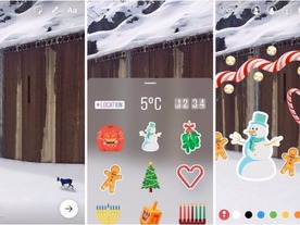 Instagramのストーリーに「雪だるま」などのステッカー--ハンズフリー機能も