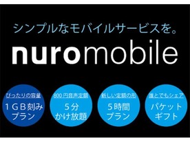 データ容量ではなく時間で区切る--nuroモバイルが「5時間プラン」を発表