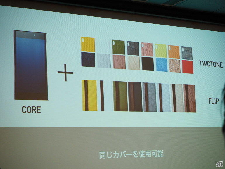 スマートフォンカバーは、上下で色や素材を自由に組み合わせられる「TWOTONE」と手帳のようなスタイルの「FLIP」の2種類がある