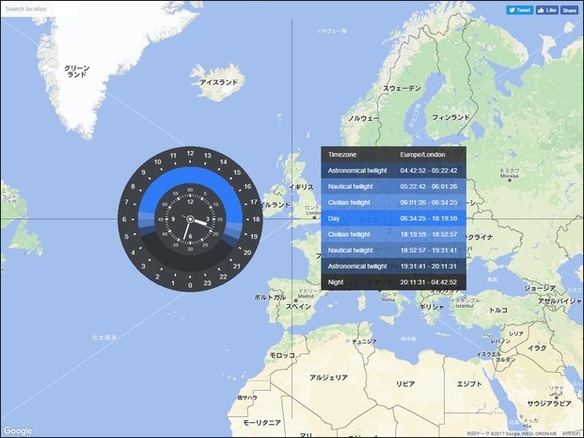 ウェブサービスレビュー 世界各国の時刻情報をgoogleマップ上に表示できる Chronozone Cnet Japan