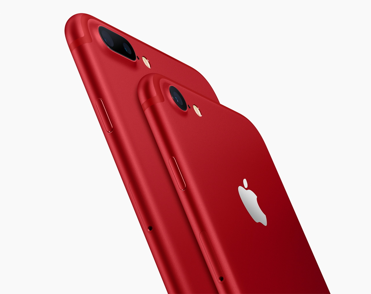 鮮やかなレッド、アルミニウム仕上げのiPhone 7とiPhone 7 Plus (PRODUCT)RED Special Edition