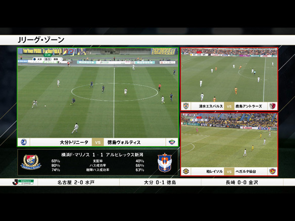 DAZN、Jリーグ複数試合の注目シーンをマルチ画面でライブ配信する「Jリーグ・ゾーン」