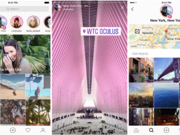  Instagram、「ストーリー」にロケーション機能を追加--またもSnapchatを後追い