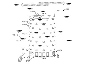 まるでバベルの塔、ドローン向けの超高密度な配送センター技術--アマゾン公開特許