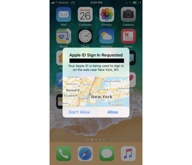 iOS 11はユーザーに2要素認証を有効化するよう促す。