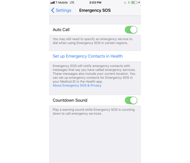 iOS 11には、緊急SOSモードが搭載されている。