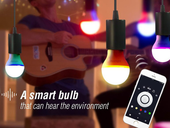 周囲の音で色と明るさが変わるスマートLED電球「Heelight」--モード設定も音で