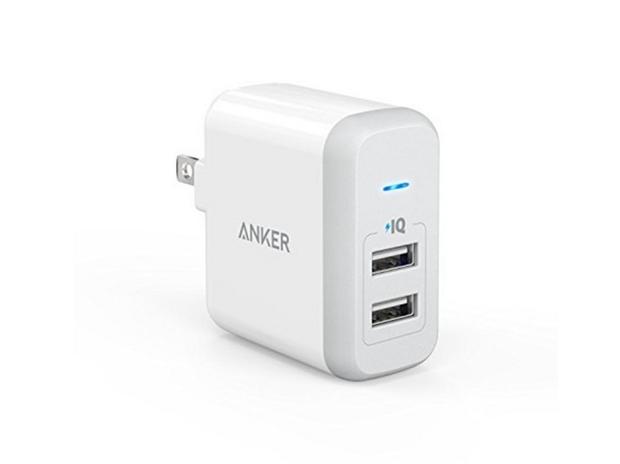 Anker「24W 2-Port USB Charger」

　充電したいデバイスが1台のみ、という人はあまりいないと思う。複数台のデバイスを充電するためにはコンセント式充電器が大きな場所をとってしまう。それに応えてくれるのがAnkerの2ポート充電器だ。コンパクトだが、スマートフォンやタブレットの充電に対応する。

　価格：税込1599円～