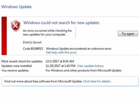 「Windows 7」のアップデートに不具合が発生