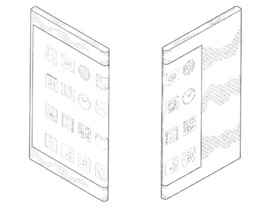サムスン、1.5画面スマホのデザイン特許--正面から側面と背面の半分まで画面