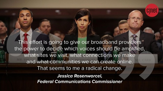 「この動きによって、強調されるべき意見、ユーザーが訪れるウェブサイト、オンラインで作れるつながりやコミュニティーを決定する力を、ブロードバンドプロバイダーに与えることになる。それは極端な変化に思える」（FCC委員、Jessica Rosenworcel氏）

　FCC委員のJessica Rosenworcel氏はネット中立性の撤廃に反対票を投じた1人だ。同氏は2012年よりFCC委員を務めており、2017年にはTrump大統領により委員の再指名を受けた。同氏は自身のキャリアを通じて、低所得ユーザーや通信困難なエリアのためのブロードバンドアクセス拡充に取り組んでいる。
