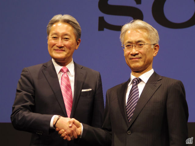 ソニー代表執行役社長兼CEOの平井一夫氏（左）と代表執行役副社長兼CFOを務める吉田憲一郎氏（右）