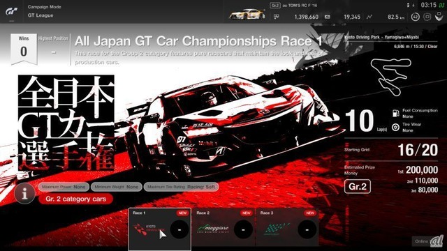 GTリーグ追加イベント「全日本GTカー選手権」（プロフェッショナルリーグ）