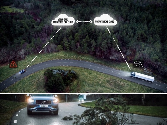 ボルボ ハザードランプの点灯情報を近くの車に送信 見えない危険も察知可能に Cnet Japan